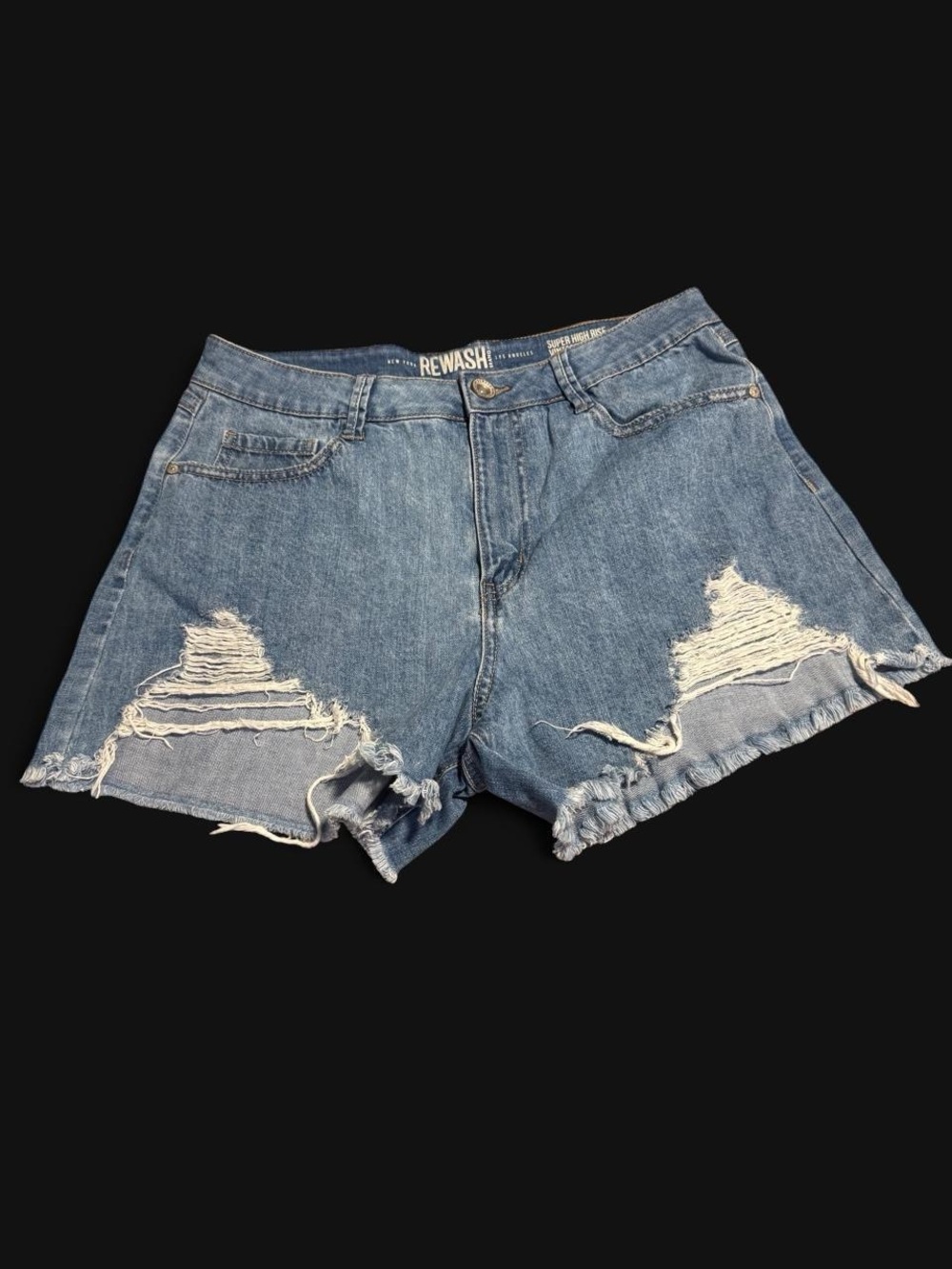 Rewash Medium Blue Distressed Denim Shorts
